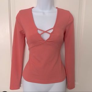 NWOT Free People Intimately Ribbed Criss Cross Long Sleeve